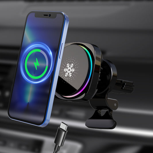 Suport Telefon cu Racire pentru Masina - Incarcator Wireless RGB 15W