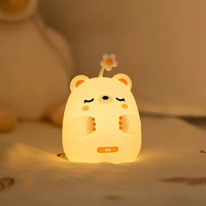 Lampa de Veghe din Silicon, Design Modern, Lumina Reglabila, Creaza o Atmosfera Relaxanta, Un Vis intr-o Lumina Calda, Ursuletul luminos