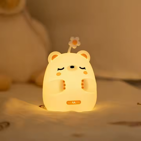Lampa de Veghe din Silicon, Design Modern, Lumina Reglabila, Creaza o Atmosfera Relaxanta, Un Vis intr-o Lumina Calda, Ursuletul luminos