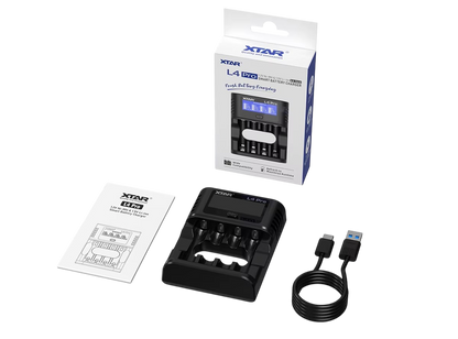 XTAR L4 PRO - Incarcator Acumulatori AA si AAA, USB-C, 4 Sloturi, Protectie la Supraincarcare