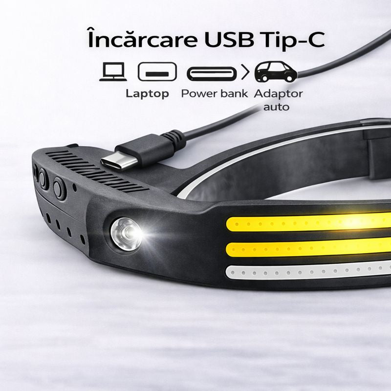 Lampa frontala LED COB