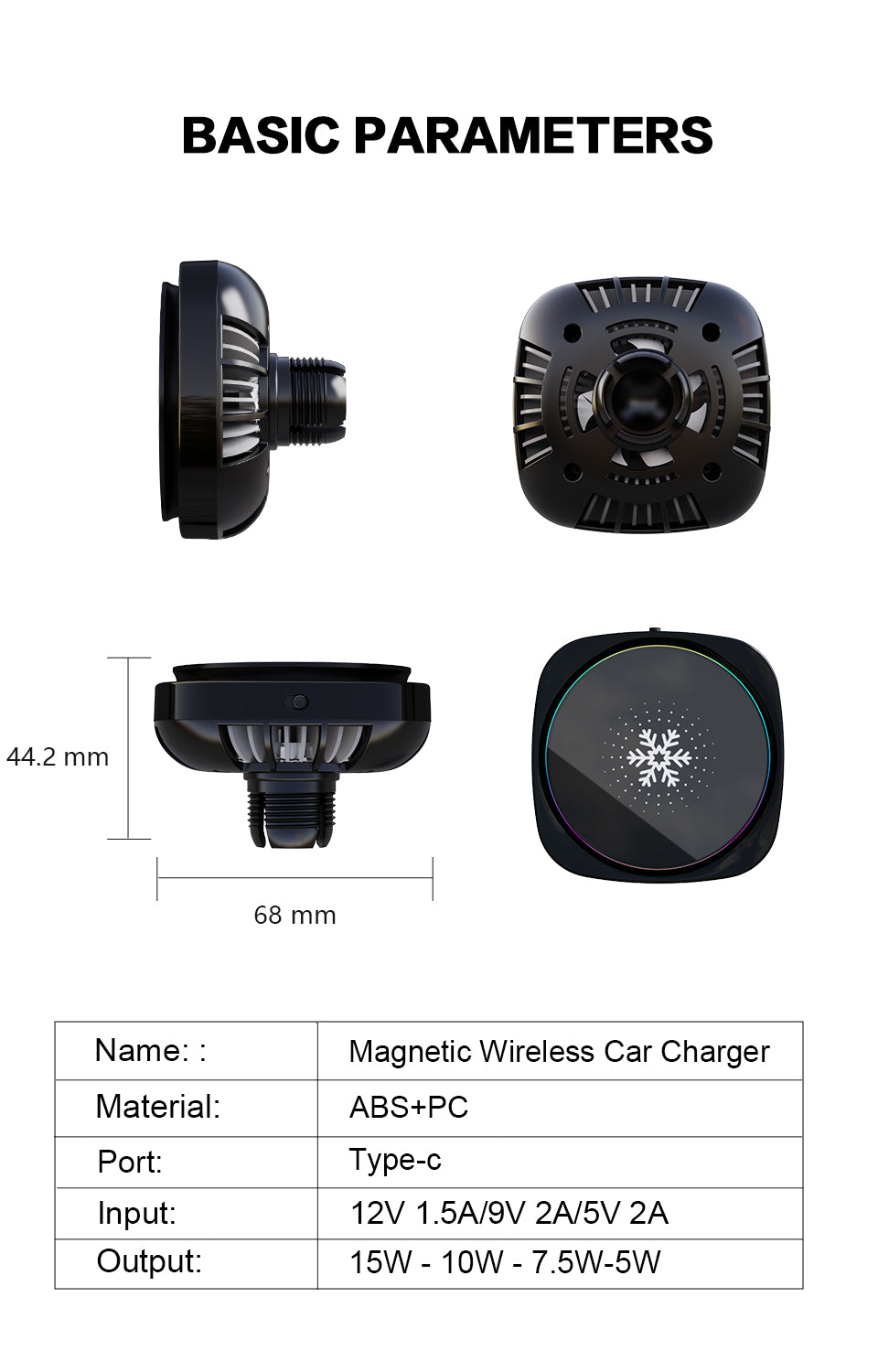 Suport Telefon cu Racire pentru Masina - Incarcator Wireless RGB 15W