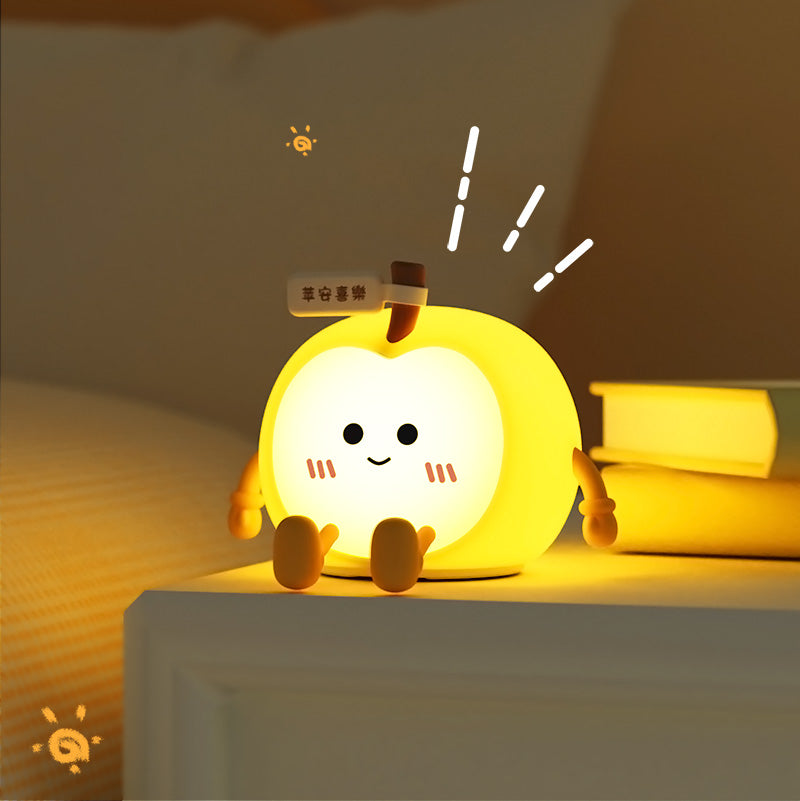 Lampa de Veghe din Silicon, Design Modern, Lumina Reglabila, Creaza o Atmosfera Relaxanta, Un Vis intr-o Lumina Calda - Marul Magic