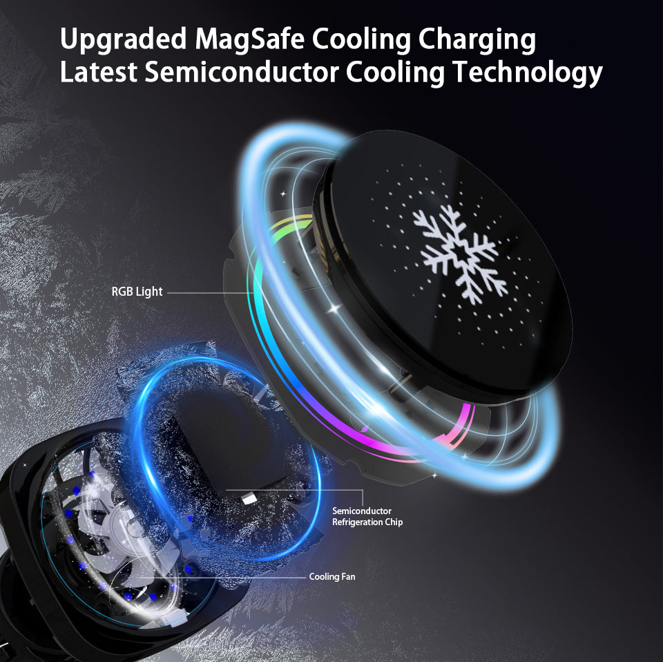 Suport Telefon cu Racire pentru Masina - Incarcator Wireless RGB 15W