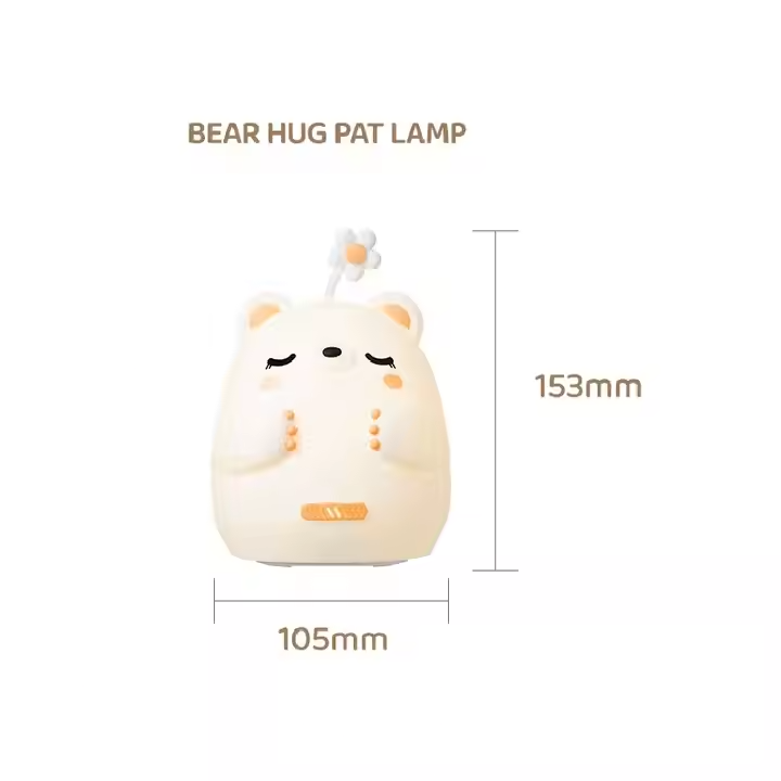 Lampa de Veghe din Silicon, Design Modern, Lumina Reglabila, Creaza o Atmosfera Relaxanta, Un Vis intr-o Lumina Calda, Ursuletul luminos