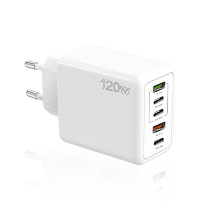 Incarcator Telefon 120W, 5 Porturi, 3x USB-C 2 X USB + Cablu Type-C - Type-C 1M
