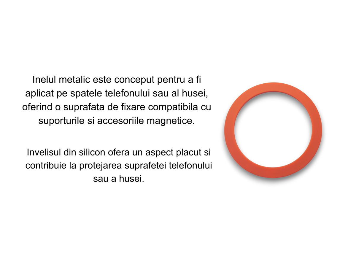 Inel Metalic MagSafe Autoadeziv cu Silicon