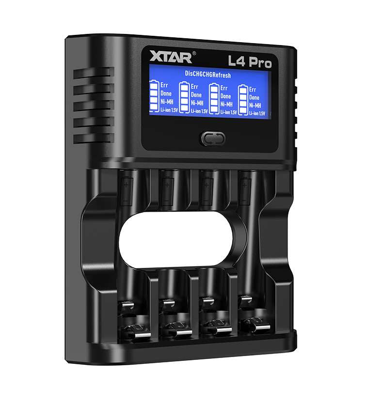 XTAR L4 PRO - Incarcator Acumulatori AA si AAA, USB-C, 4 Sloturi, Protectie la Supraincarcare