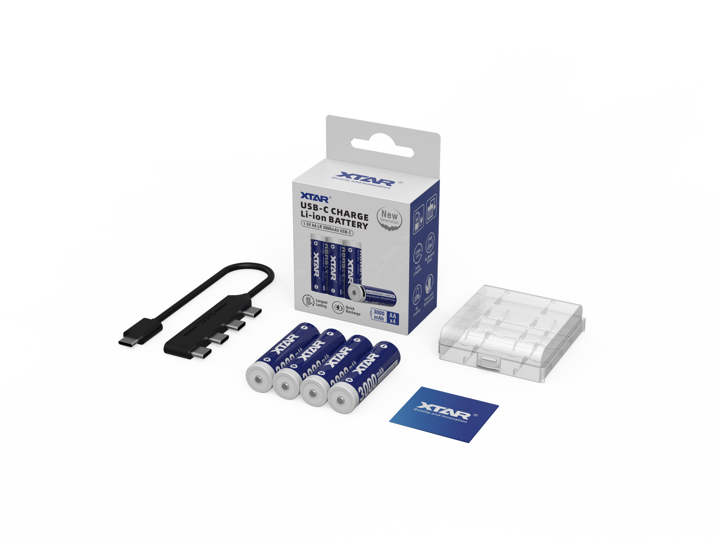 Set Acumulatori AA, Reincarcabili USB-C, 1.5V Constant, 3000mWh.