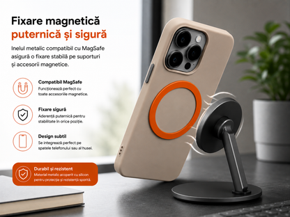 Inel Metalic MagSafe Autoadeziv cu Silicon