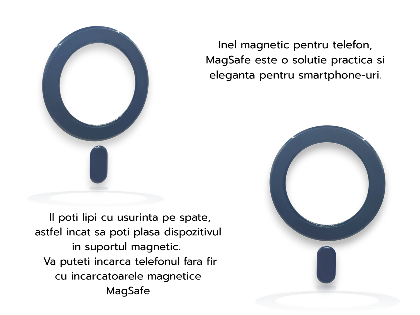Inel magnetic MagSafe - Alb, Negru, Albastru, Roz.