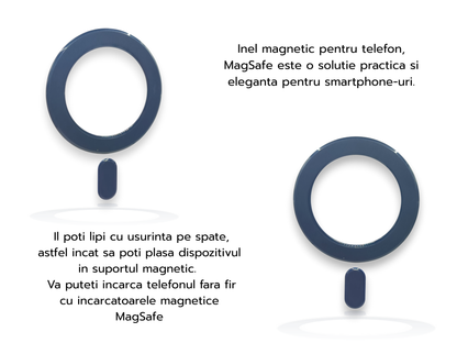 Inel magnetic MagSafe - Alb, Negru, Albastru, Roz.