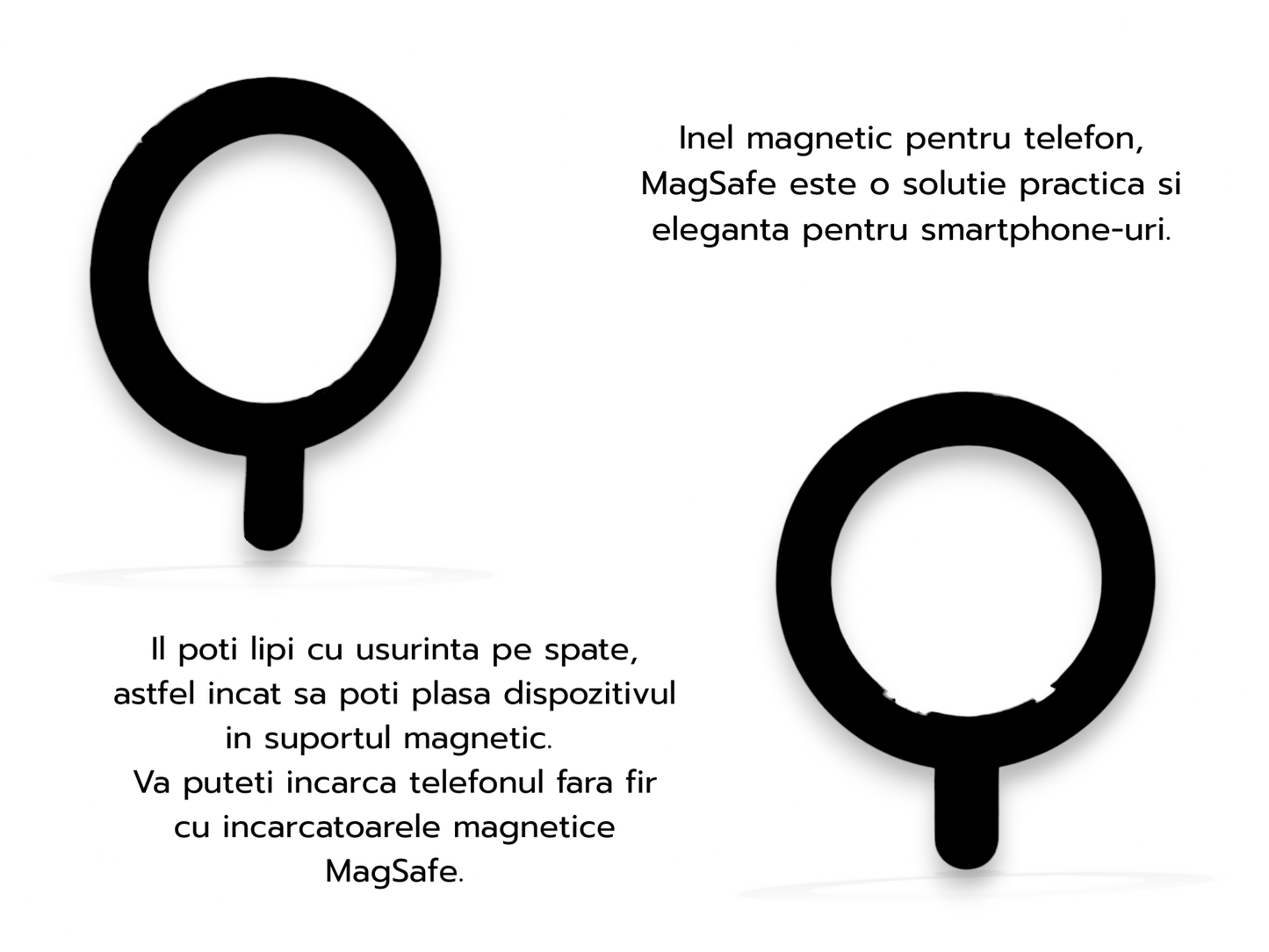 Inel magnetic MagSafe - Alb, Negru, Albastru, Roz.