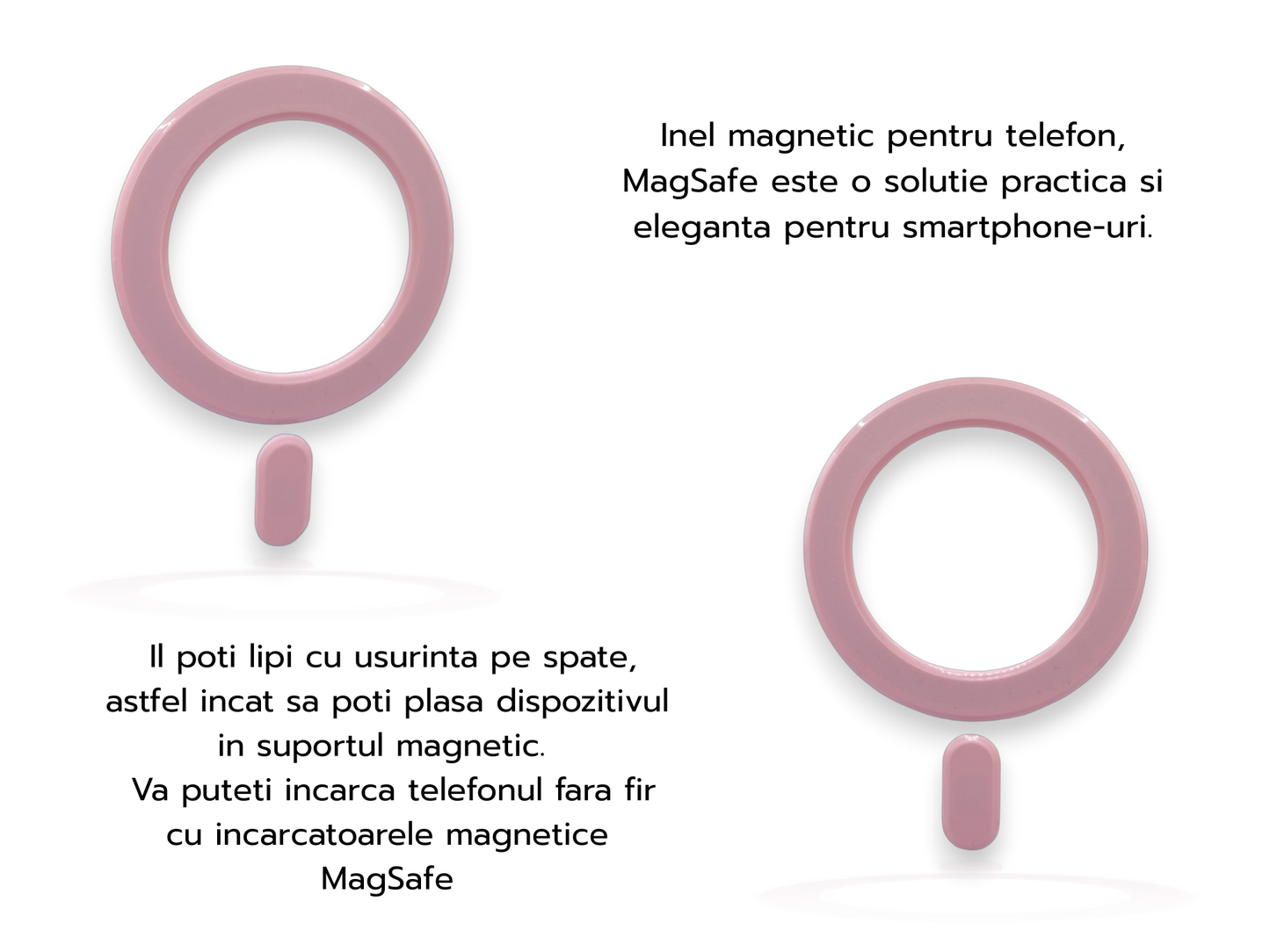 Inel magnetic MagSafe - Alb, Negru, Albastru, Roz.
