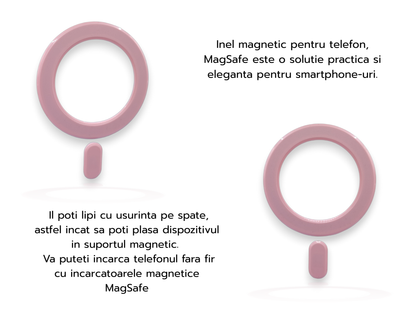 Inel magnetic MagSafe - Alb, Negru, Albastru, Roz.
