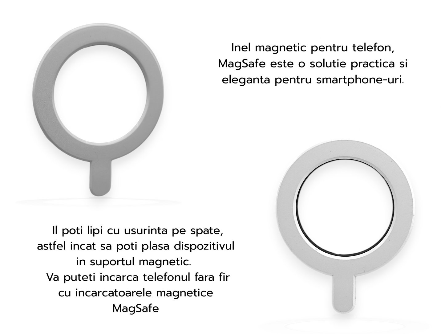 Inel magnetic MagSafe - Alb, Negru, Albastru, Roz.