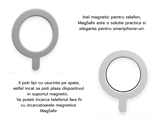 Inel magnetic MagSafe - Alb, Negru, Albastru, Roz.